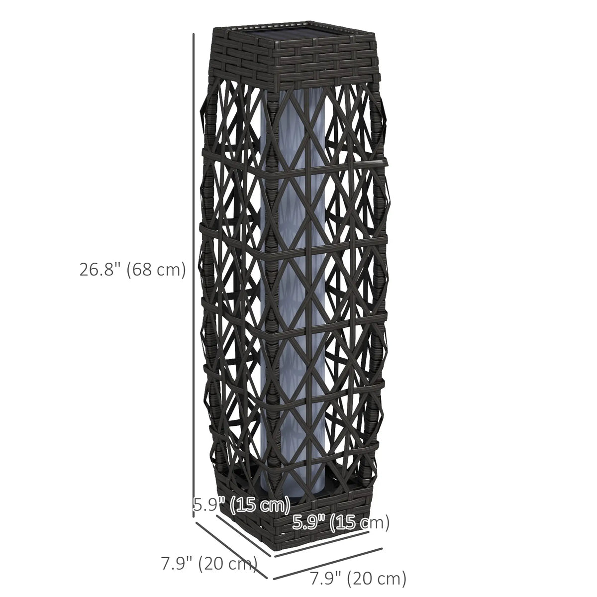 Solar LED Wicker Floor Lamp, IP44, Auto On/Off, Grey Solar Post Lamps at Gallery Canada