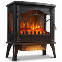 Cheminée électrique 1000W/2000W chauffage sur pied avec thermostat, effet flamme 3D, noir