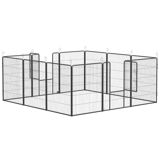 Dog Pen With Gate, 12 Panels Puppy Playpen, 39"H Houses, Kennels & Pens Grey at Gallery Canada