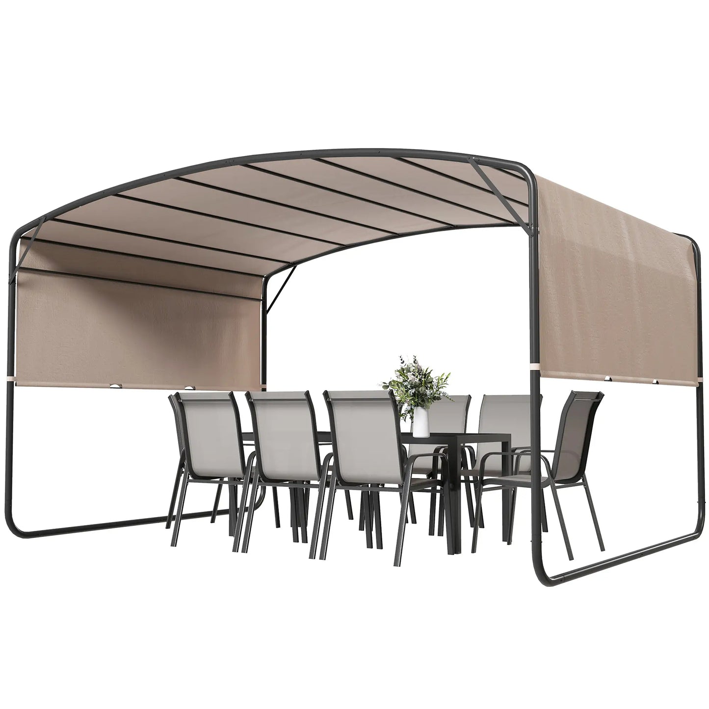 10' x 13' Retractable Pergola Canopy, Outdoor Metal Gazebo Sun Shade, Khaki Pergolas Khaki, Black at Gallery Canada