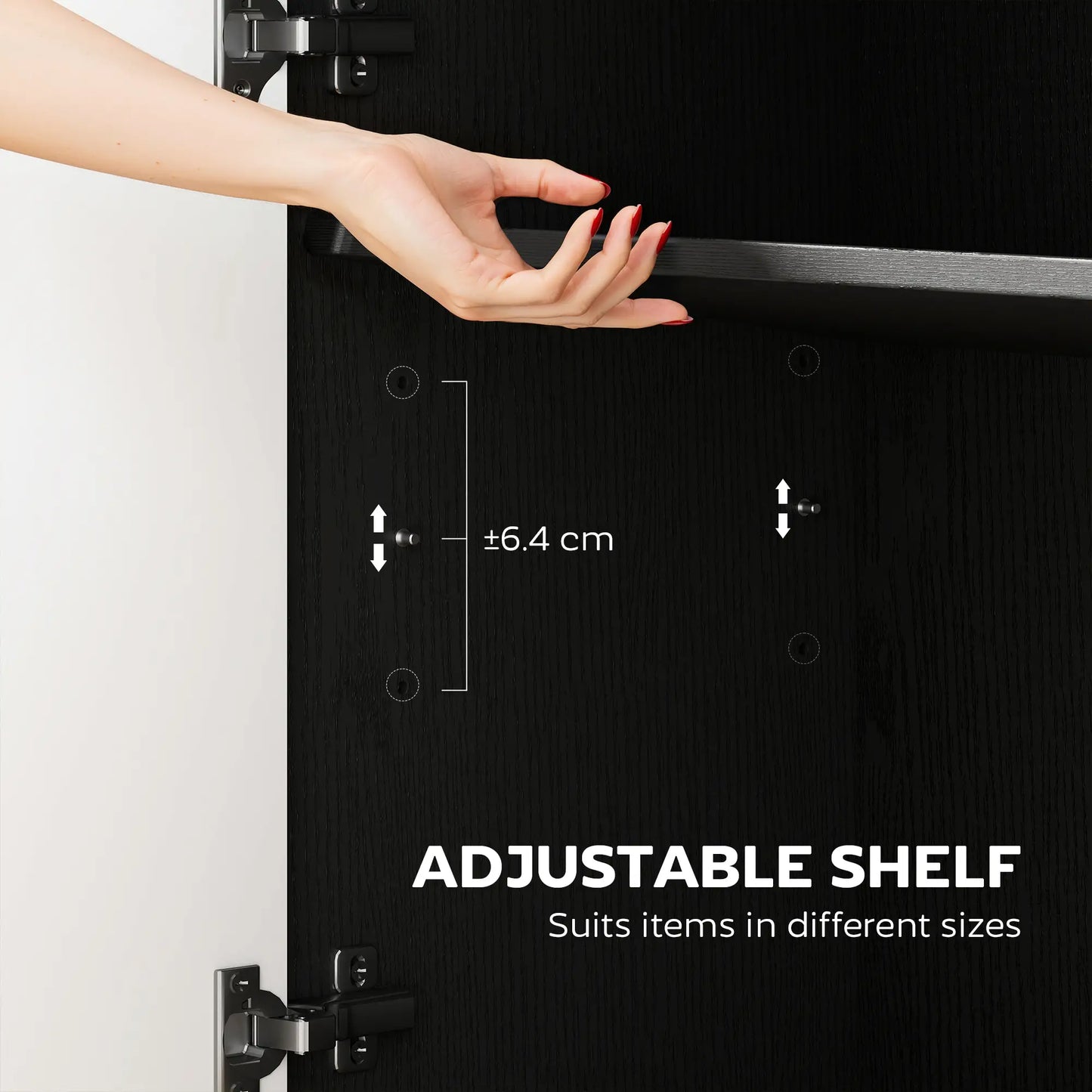 Modern Sideboard Buffet, Dining Room Cabinet, Adjustable Shelves, 3 Doors, Black Storage Cabinets at Gallery Canada