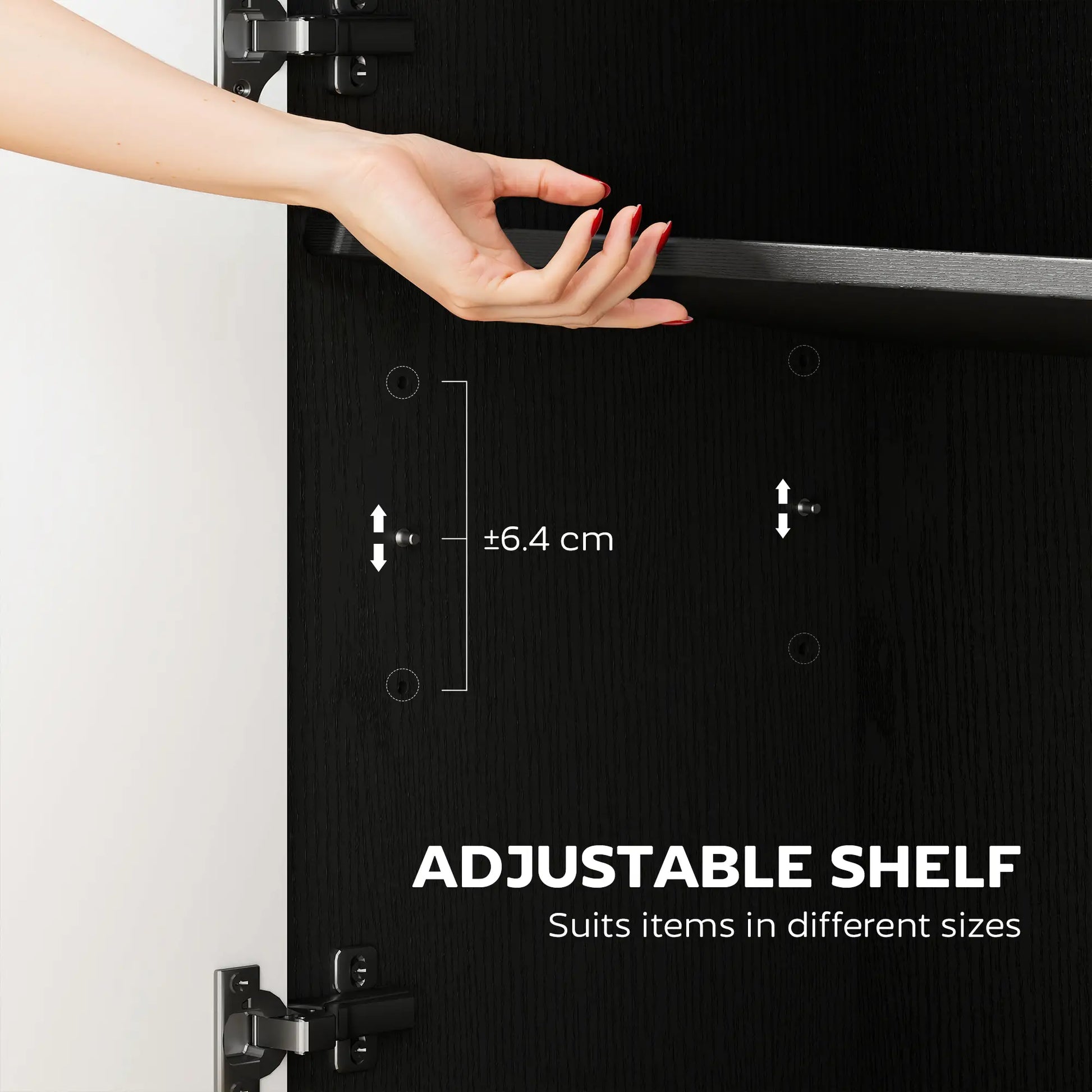 Modern Sideboard Buffet, Dining Room Cabinet, Adjustable Shelves, 3 Doors, Black Storage Cabinets at Gallery Canada