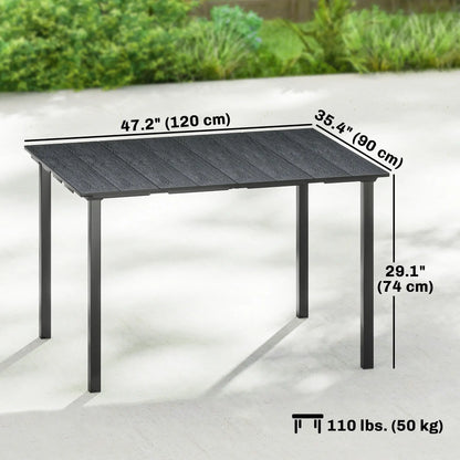 Rectangular Patio Table, HDPE Top Metal Frame, Outdoor Dining For 4 Patio Dining Tables at Gallery Canada