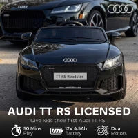 Audi TT RS Licensed 12V Kids Ride On Car, Remote Control, Black