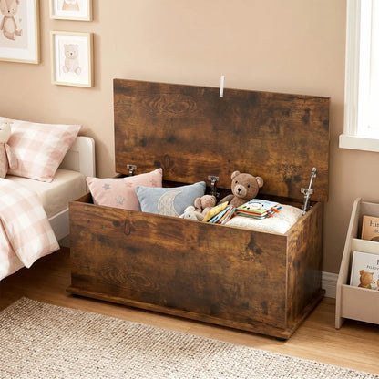 39.5" Storage Chest, Flip-Top Lid, Entryway Bench, Rustic Brown, Brown Storage Ottomans & Benches at Gallery Canada