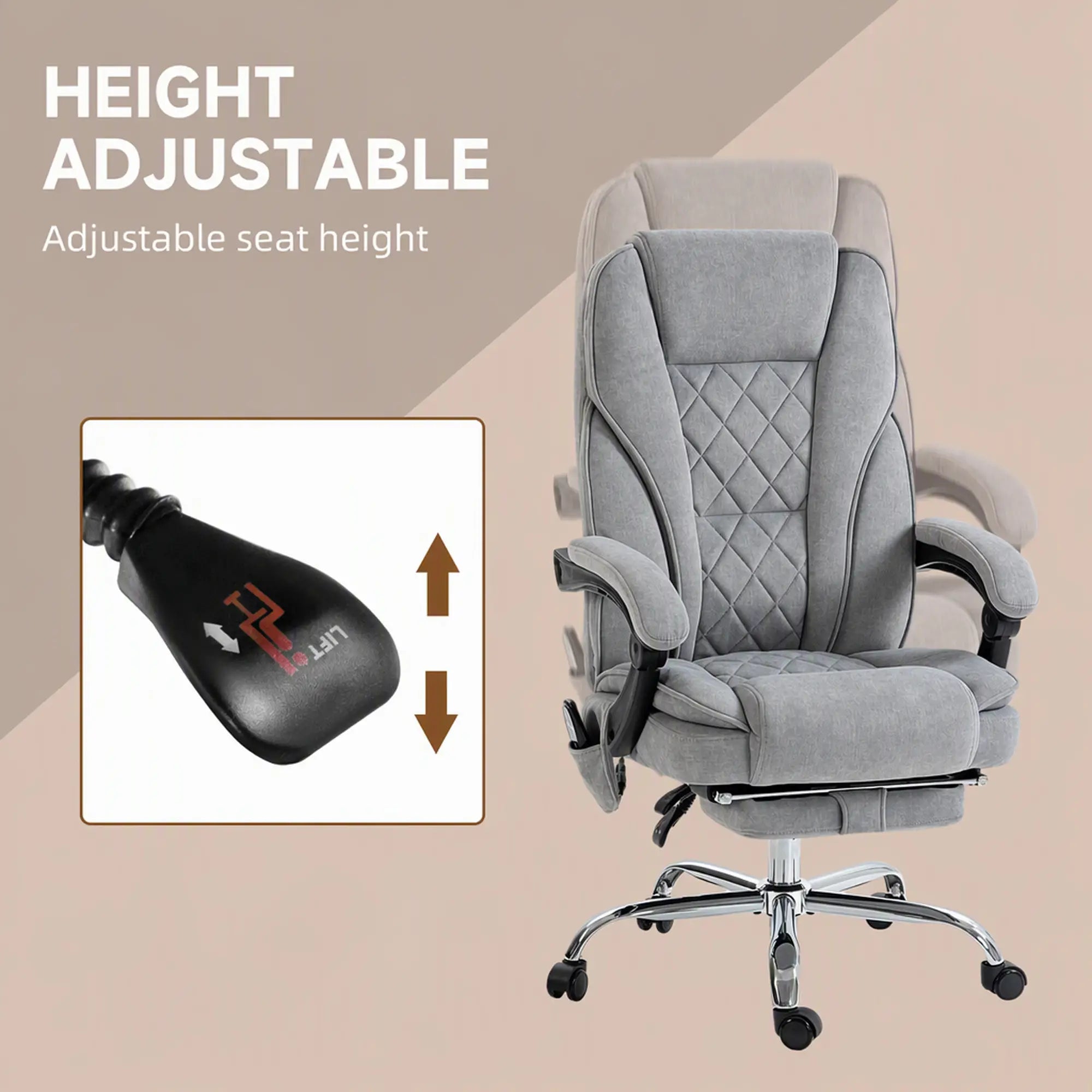 Massage Office Chair, Reclining Computer Chair, Adjustable Height, Footrest, Grey Massage Chairs at Gallery Canada