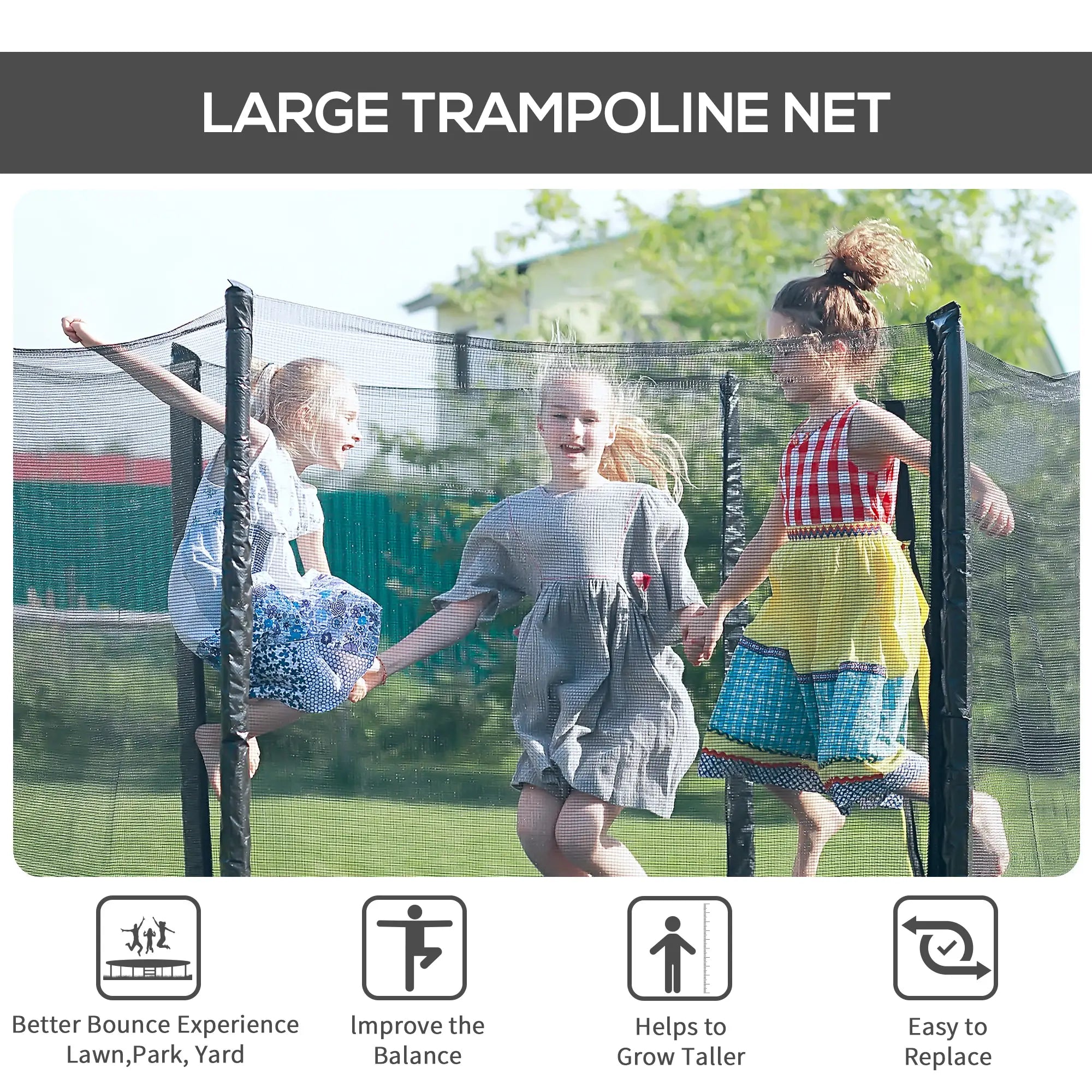 8FT Round Trampoline Enclosure Net, Outdoor Safety, Black Trampolines at Gallery Canada