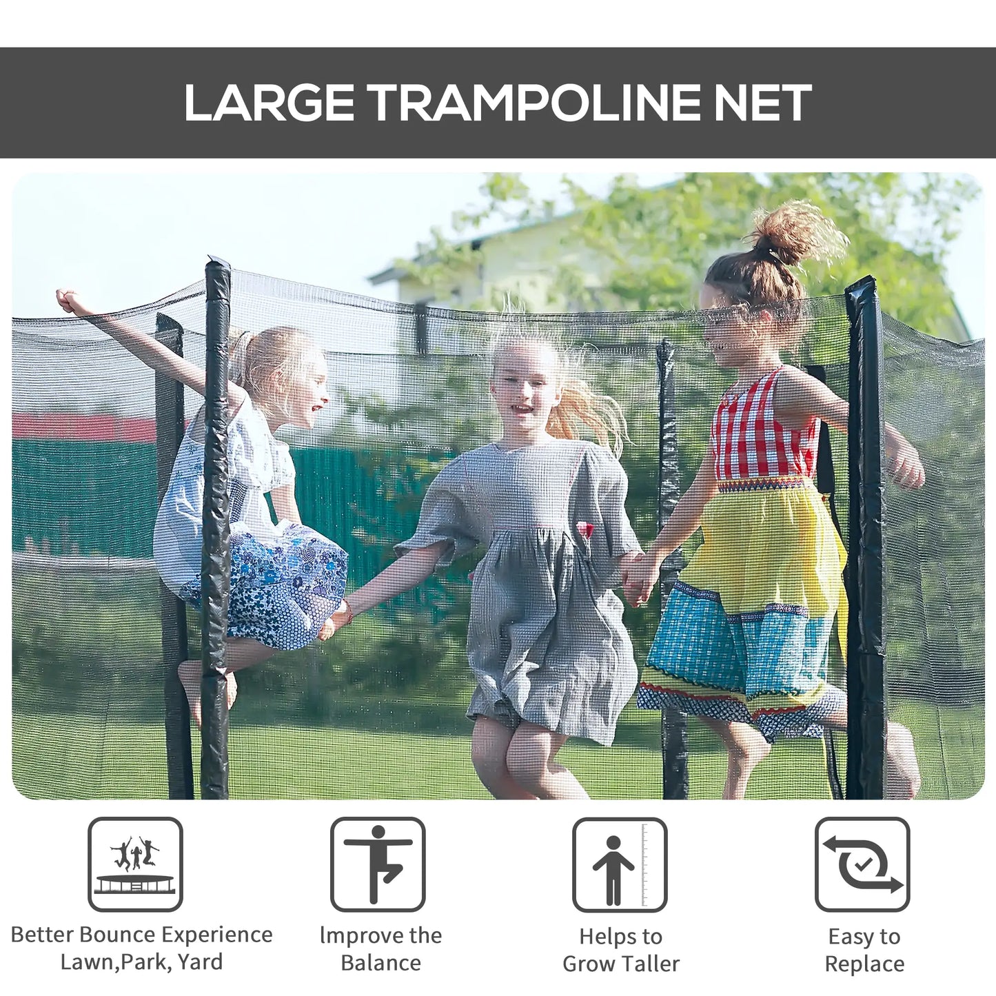 8FT Round Trampoline Enclosure Net, Outdoor Safety, Black Trampolines at Gallery Canada