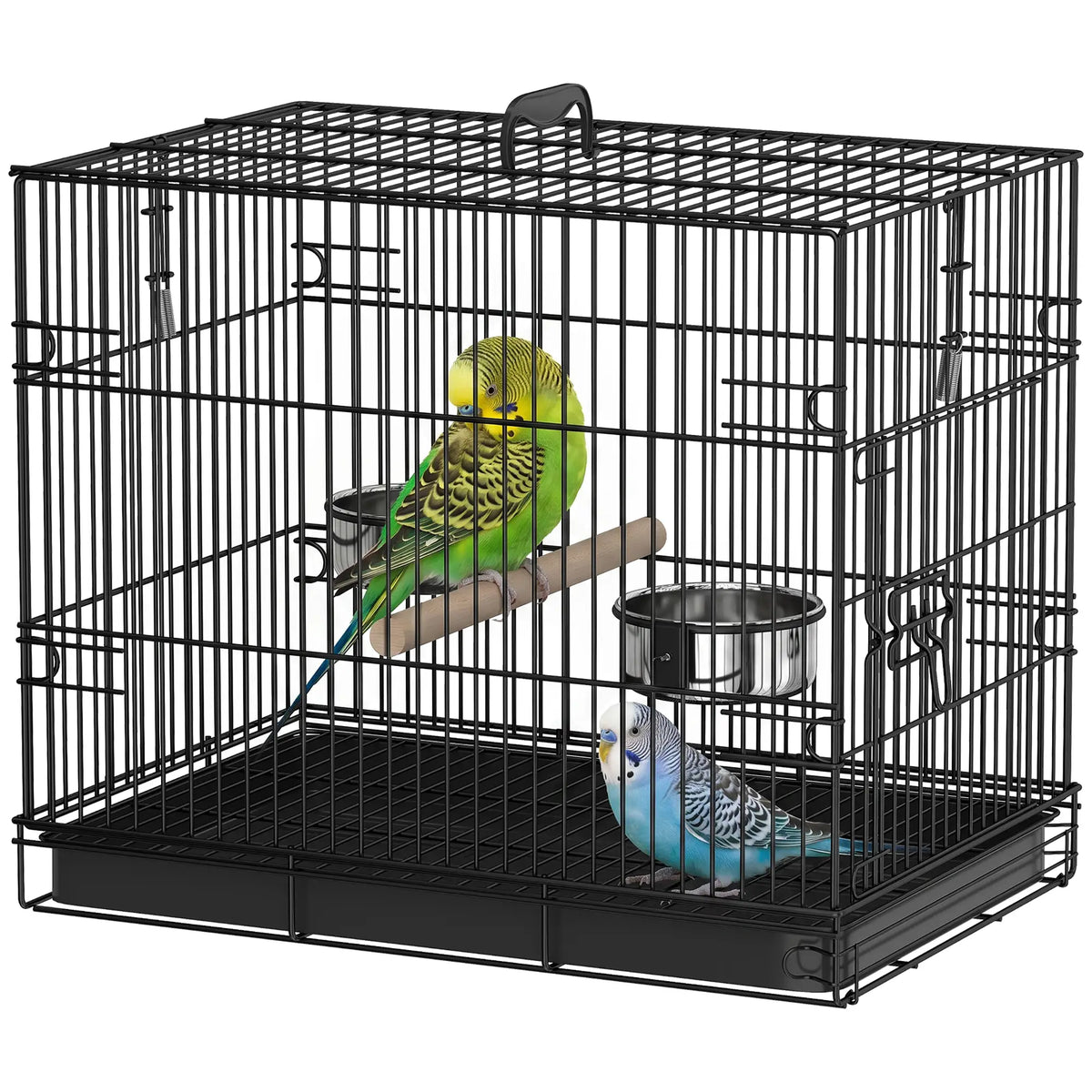 Bird Cage Portable w/ Slide-Out Tray Travel Cage for Parakeets w/ Perch &; Food Bowls Black Bird Cages Black at Gallery Canada
