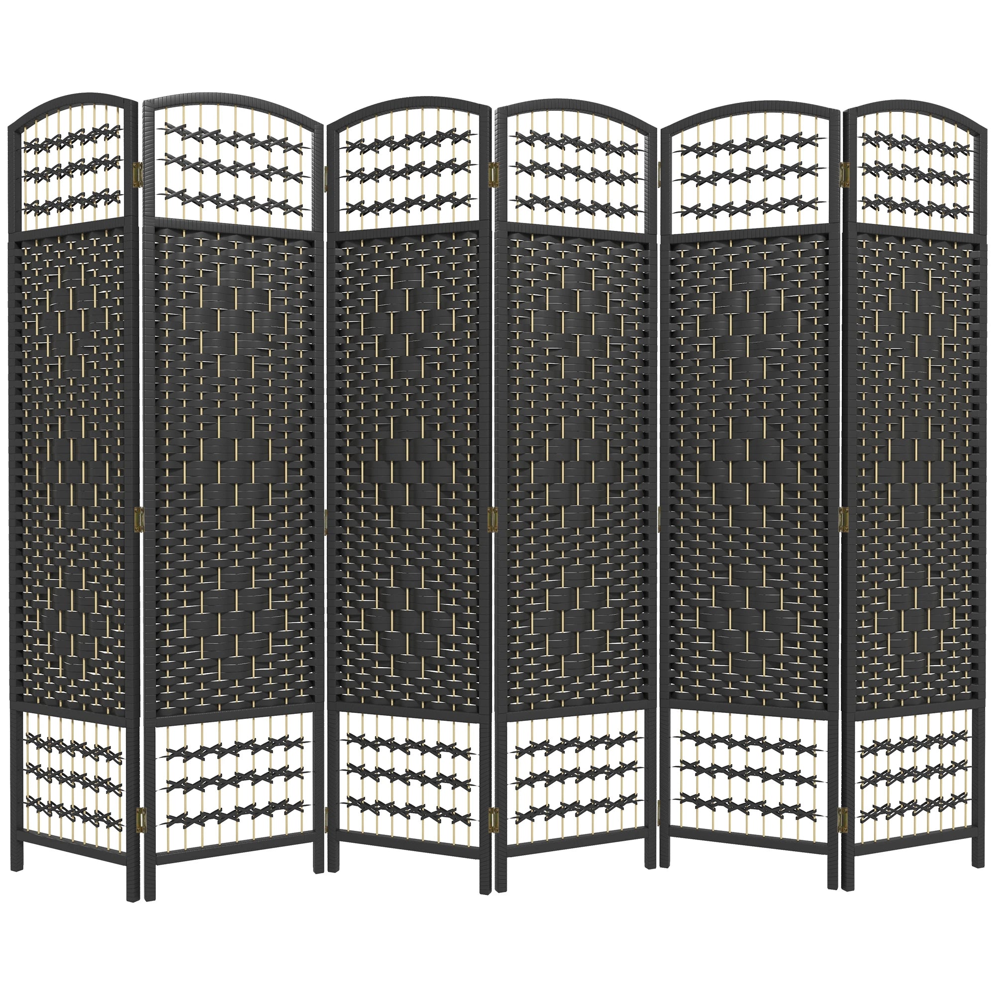 6 Panel Folding Room Divider, Portable Privacy Screen, Black Room Dividers Black at Gallery Canada