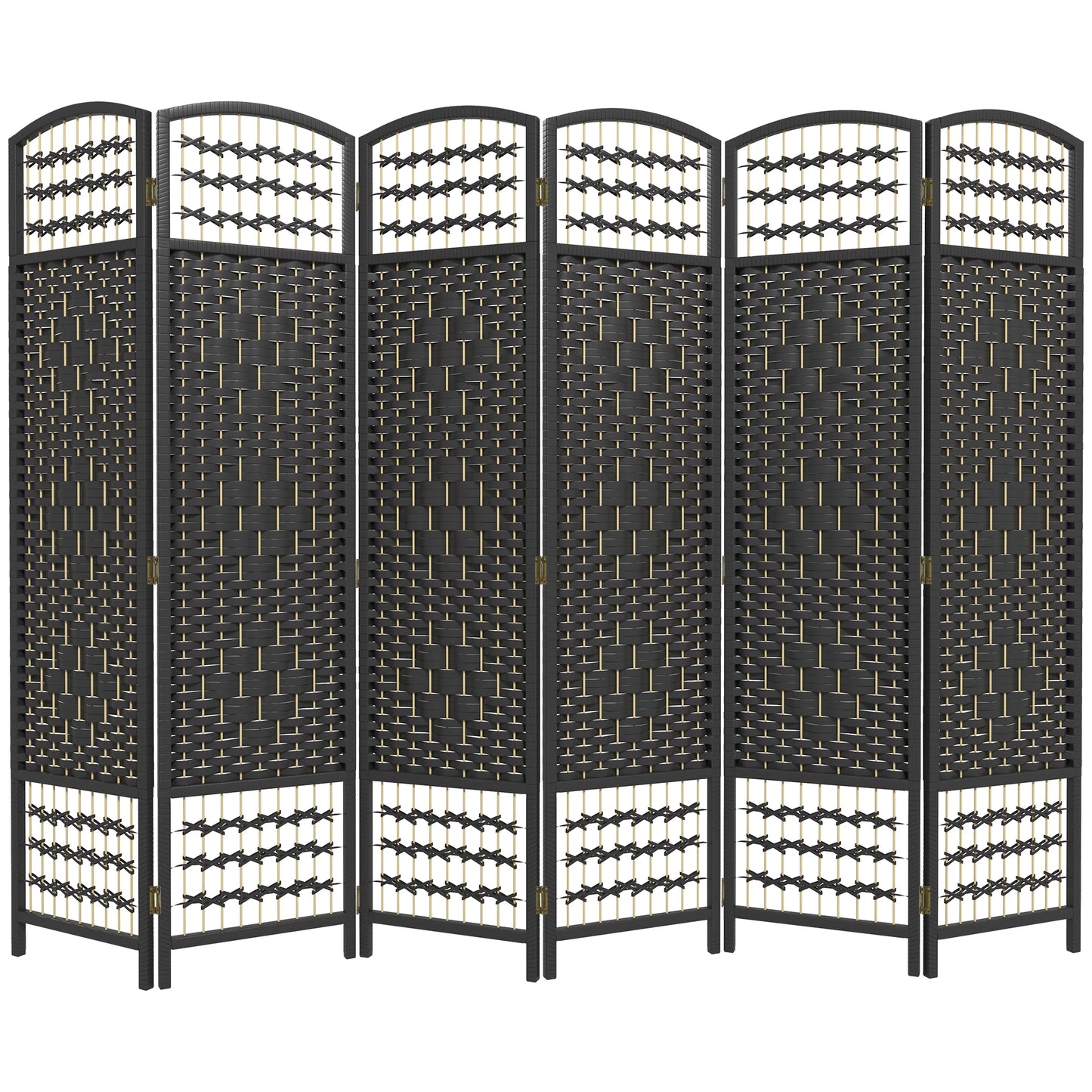 6 Panel Folding Room Divider, Portable Privacy Screen, Black Room Dividers Black at Gallery Canada
