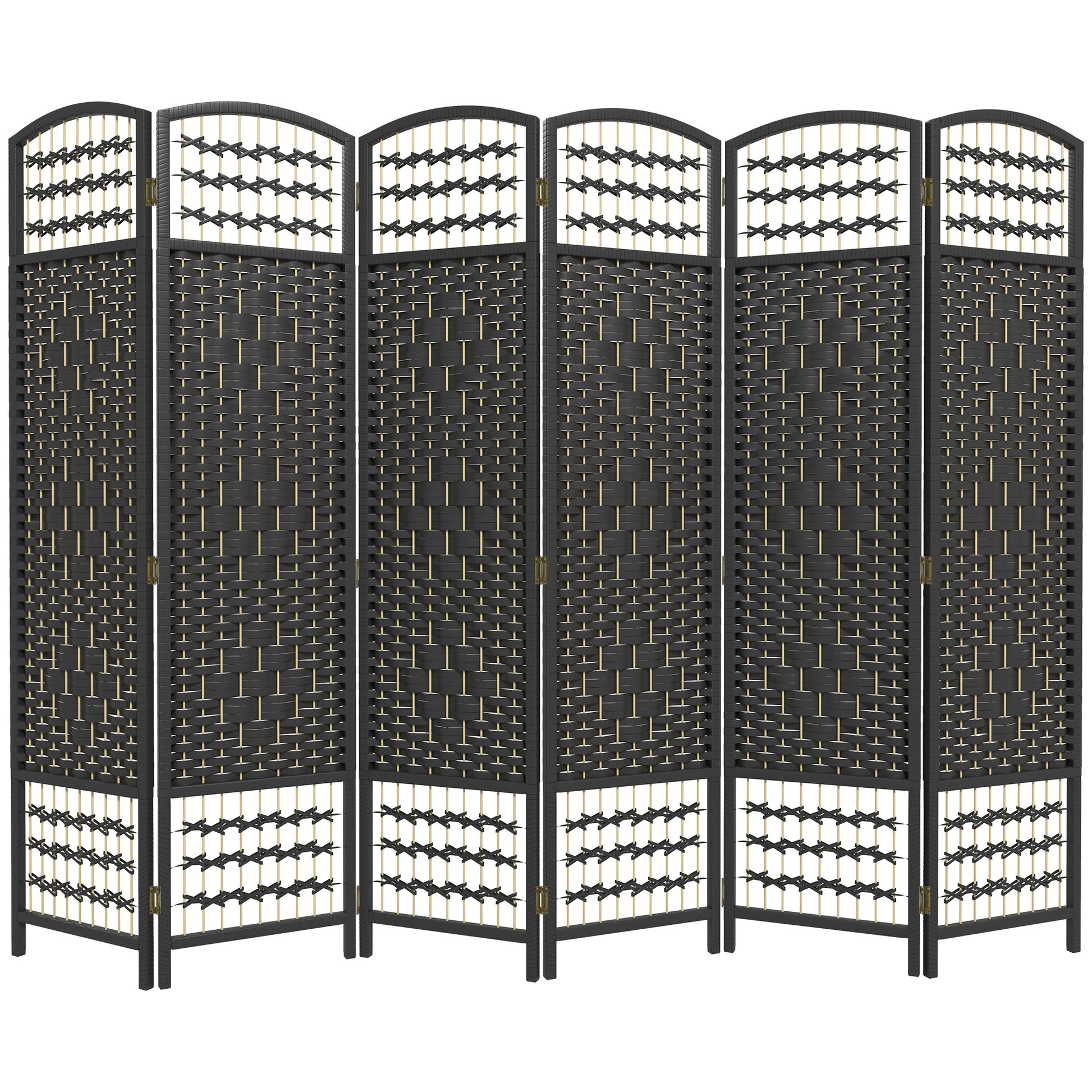 6 Panel Folding Room Divider, Portable Privacy Screen, Black Room Dividers Black at Gallery Canada