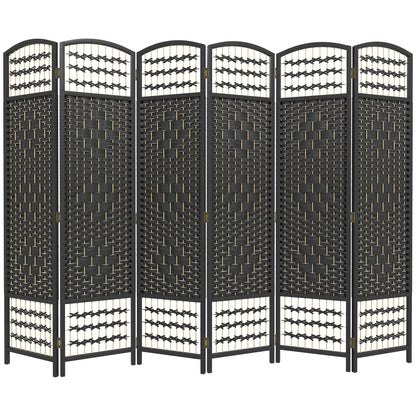 6 Panel Folding Room Divider, Portable Privacy Screen, Black Room Dividers Black at Gallery Canada
