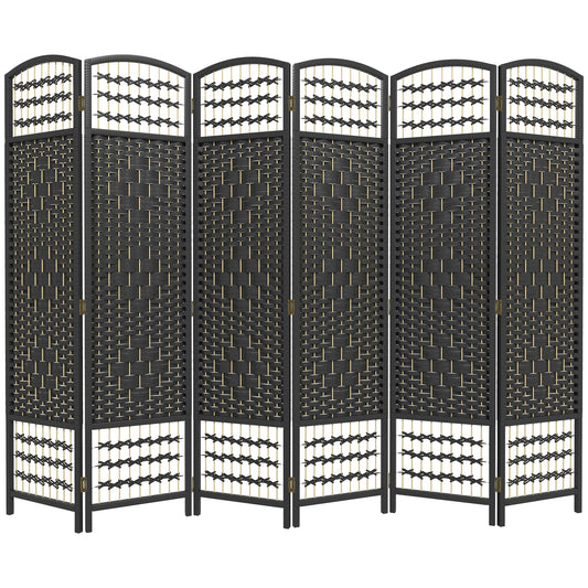 6 Panel Folding Room Divider, Portable Privacy Screen, Black Room Dividers Black at Gallery Canada