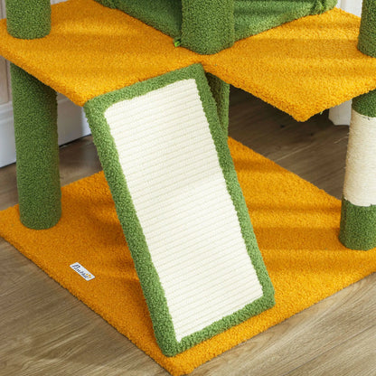 63" Cat Tree, Multi-Level Tower, Scratching Posts, Condos, Bed, Green