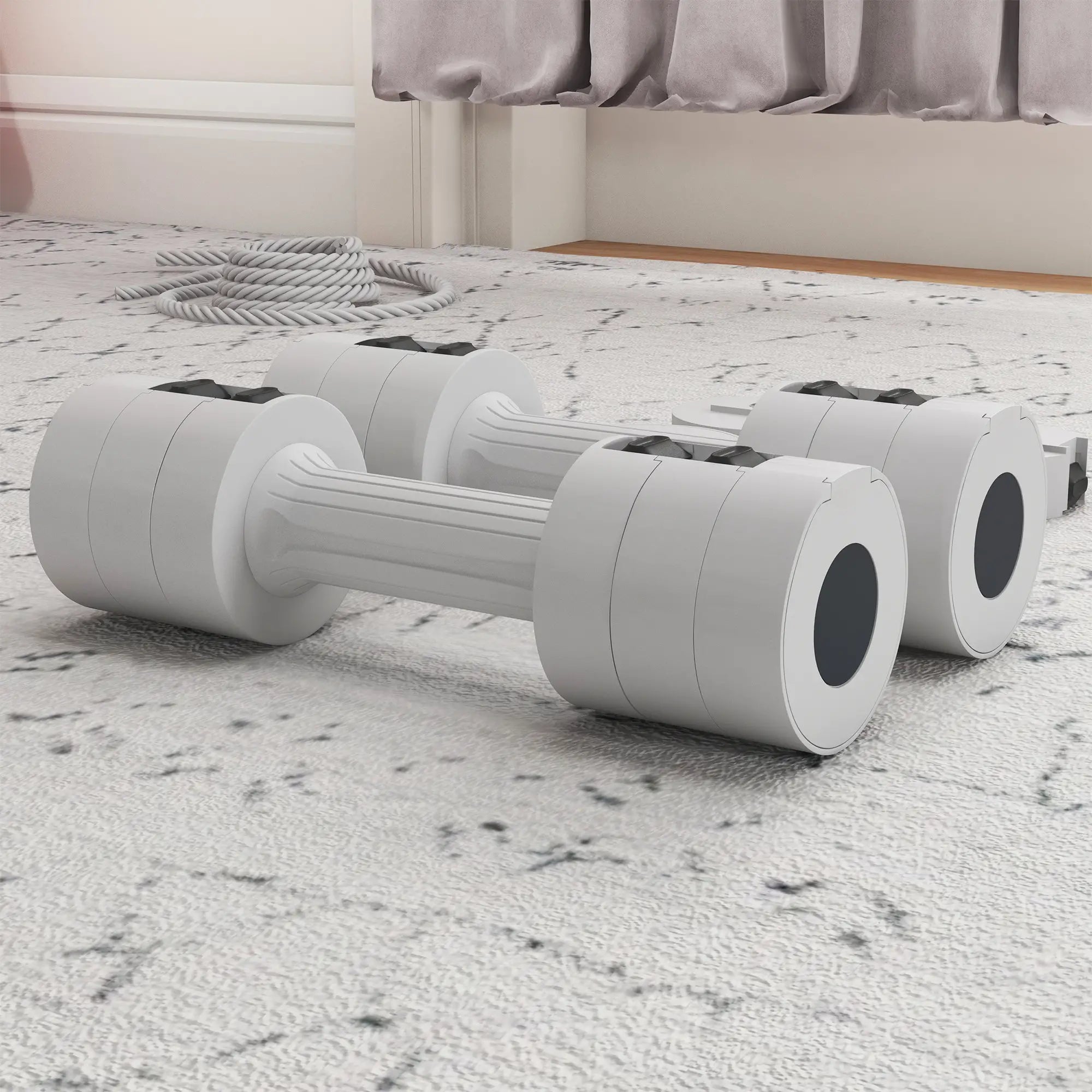 11lbs Adjustable Dumbbell Set, 12 Weight Plates, Non-Slip Handles, White Dumbbells & Barbells at Gallery Canada