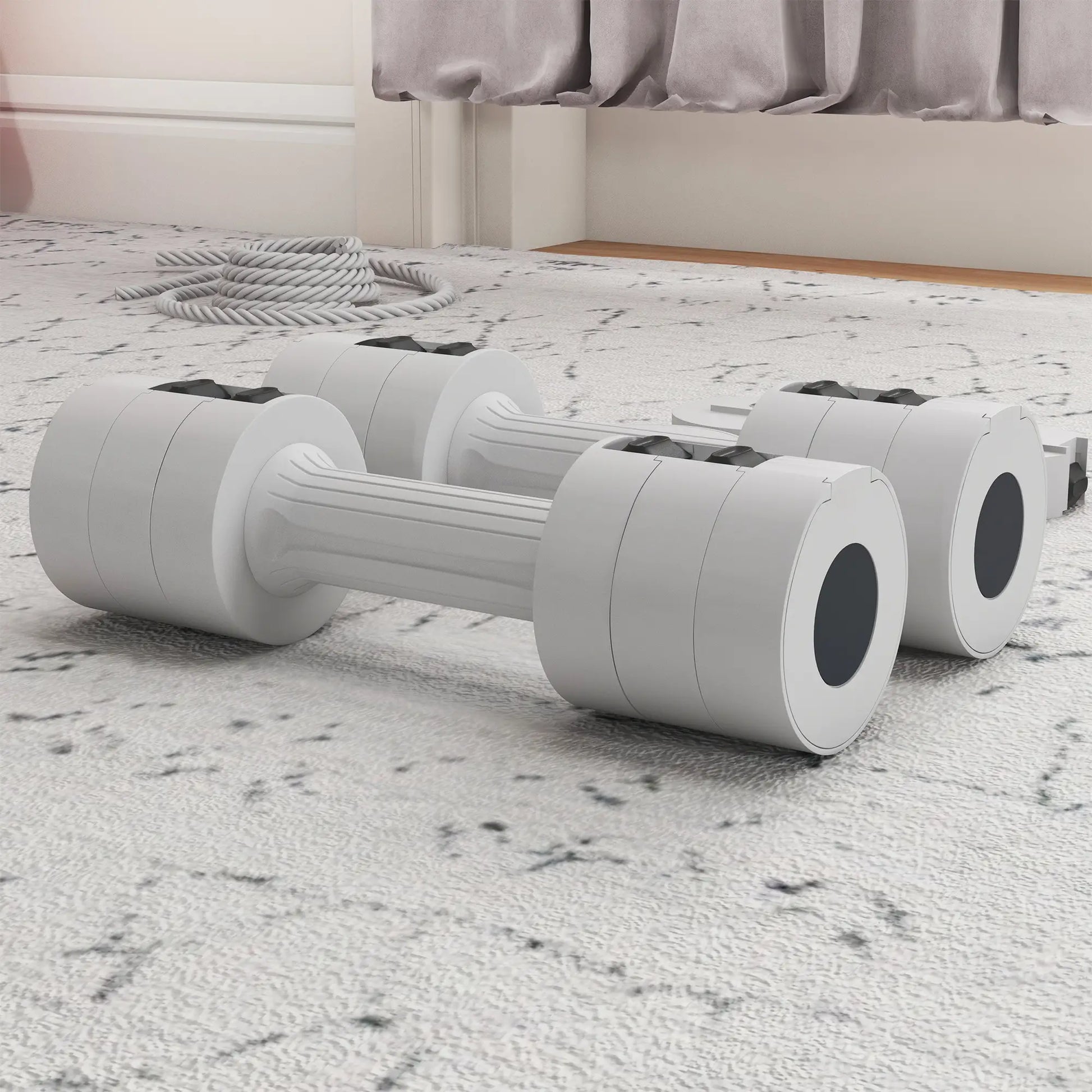 11lbs Adjustable Dumbbell Set, 12 Weight Plates, Non-Slip Handles, White Dumbbells & Barbells at Gallery Canada