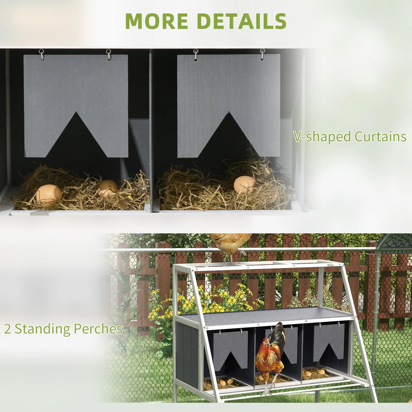 3 Compartment Chicken Nesting Box, Privacy Curtains, Perches, 6-12 Hens Chicken Coops at Gallery Canada