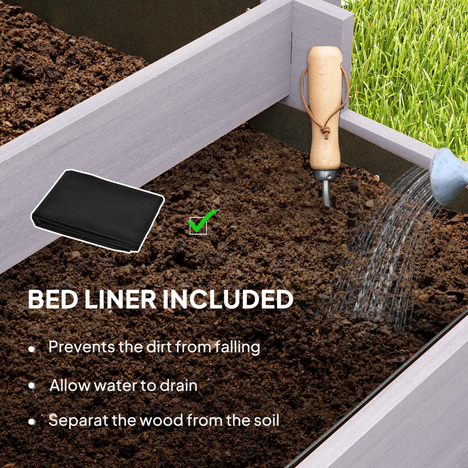 Wooden Elevated Planter Box with Trellis, 3 Tier Raised Garden Bed, Grey Raised Garden Beds at Gallery Canada
