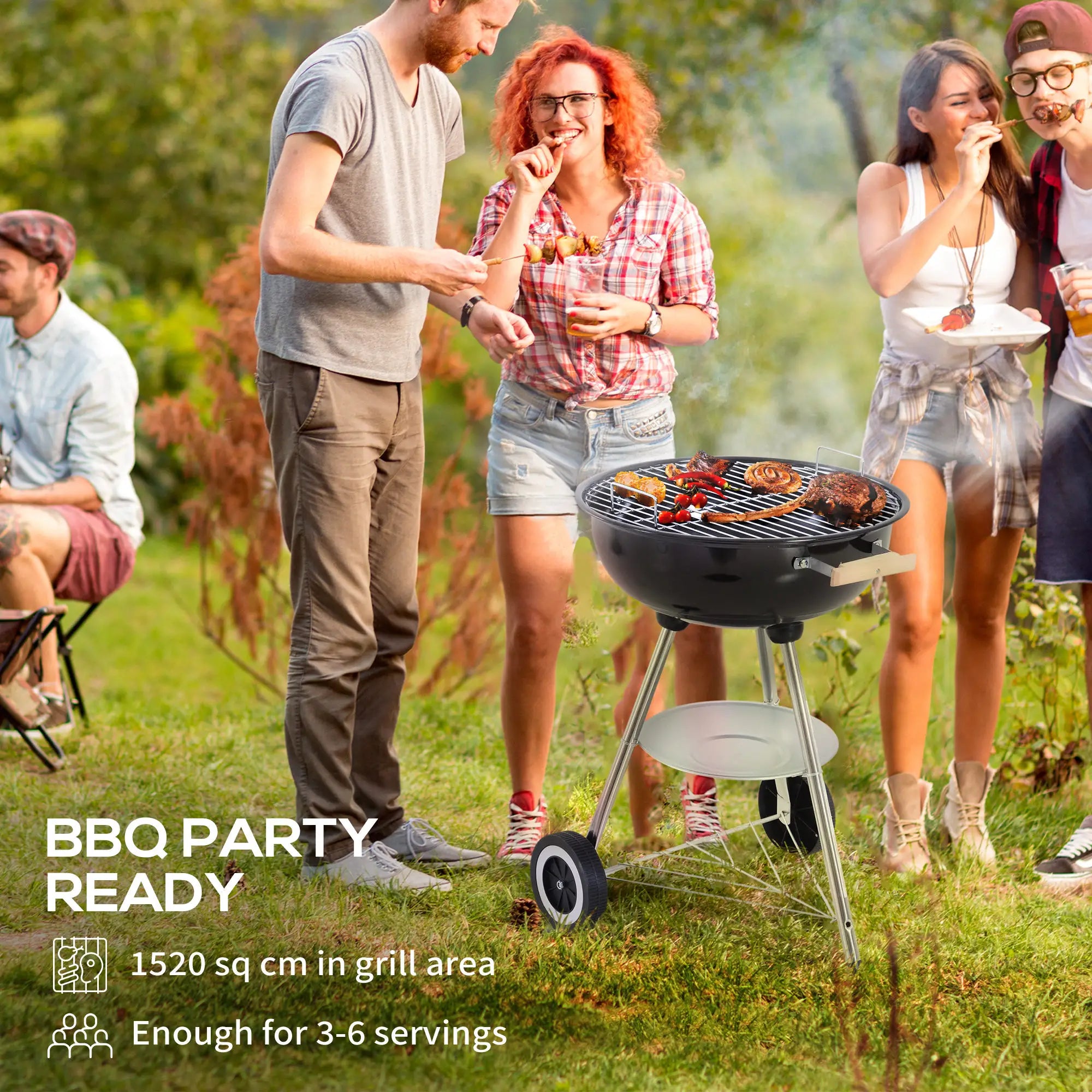 Portable Charcoal BBQ Grill, Steel Outdoor Cooker With Lid, Black Charcoal BBQ Grils at Gallery Canada