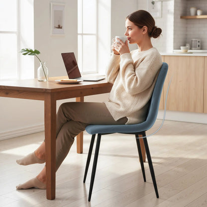 Upholstered Dining Chairs Set of 4, Steel Legs, Modern Kitchen, Light Blue Dining Chairs at Gallery Canada