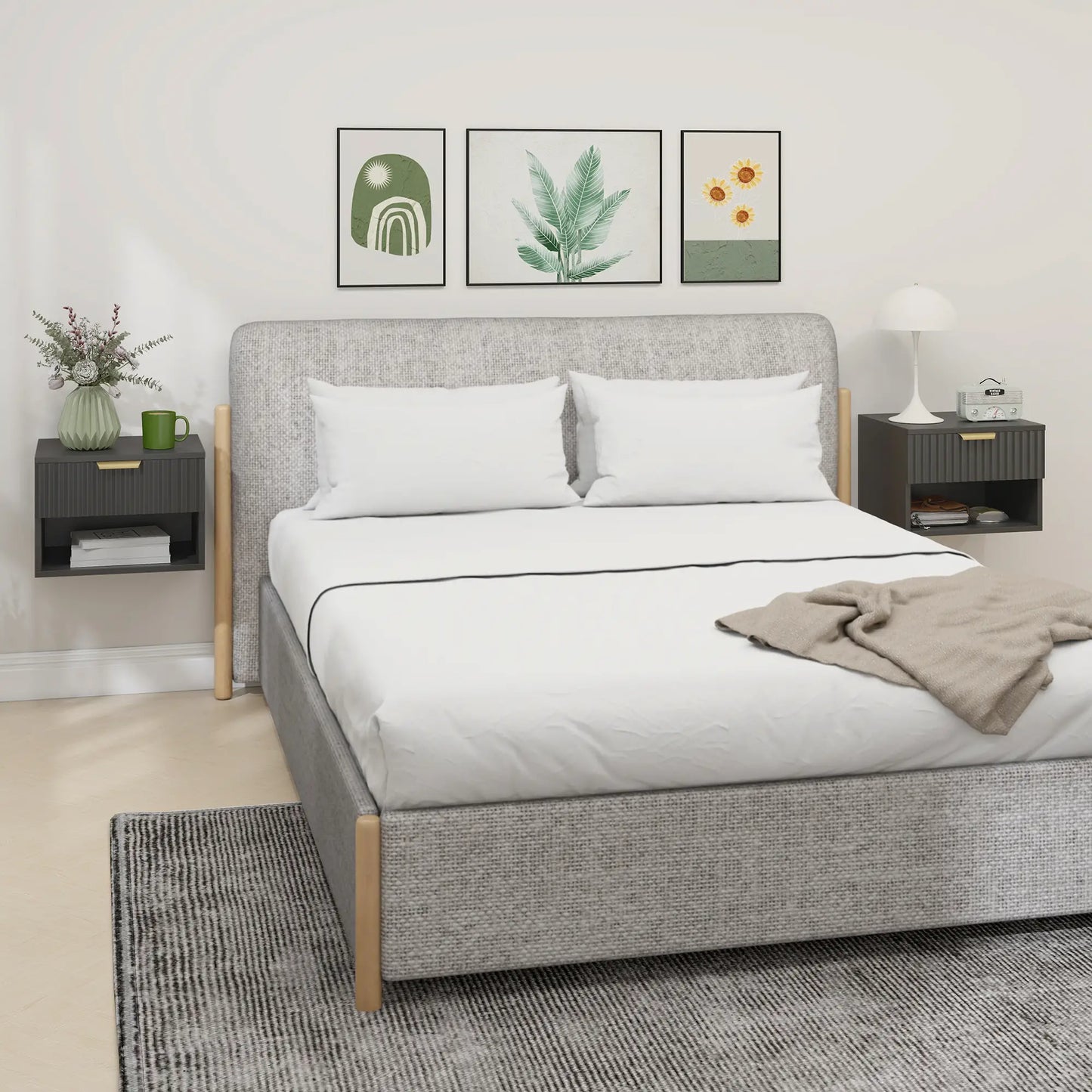 Floating Nightstands, Wall Mounted Bedside Tables Set of 2, Black Bedside Tables at Gallery Canada