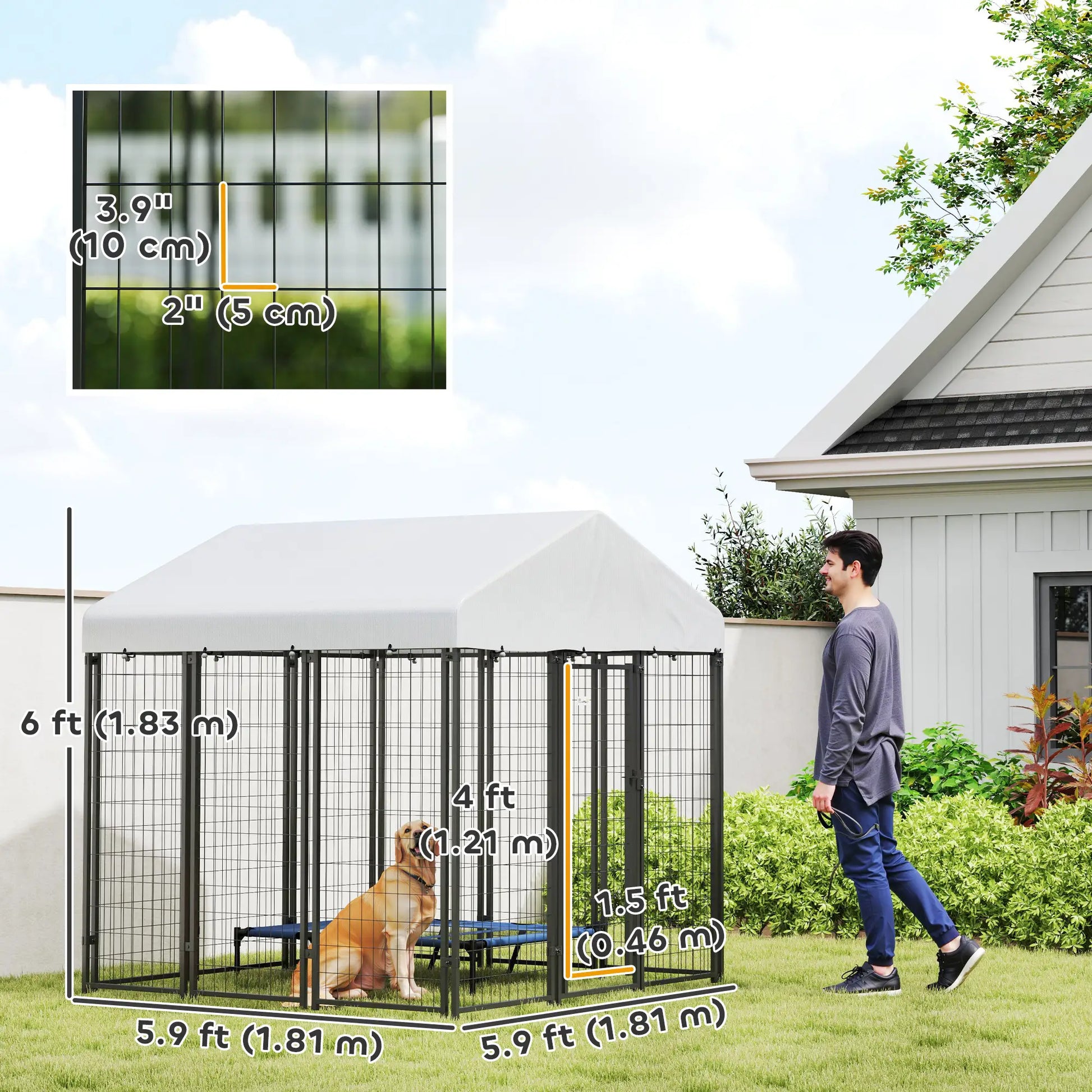Outdoor Dog Kennel, Waterproof UV-Resistant Cover, 6 x 6 x 6 ft Houses, Kennels & Pens at Gallery Canada