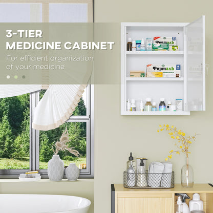 Lockable Medicine Cabinet, 3 Tier Steel Wall Box, 2 Keys, Shelves, White Mirror Medicine Cabinets at Gallery Canada