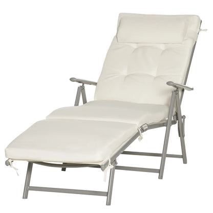 Outdoor Folding Chaise Lounge, Adjustable Backrest, Cream White Lounger Chairs at Gallery Canada