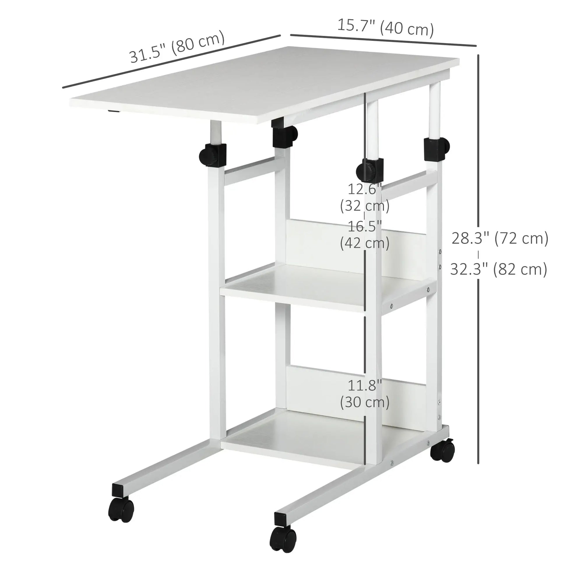 Mobile Standing Desk, Adjustable Height 31.5 inch, White Side Tables at Gallery Canada