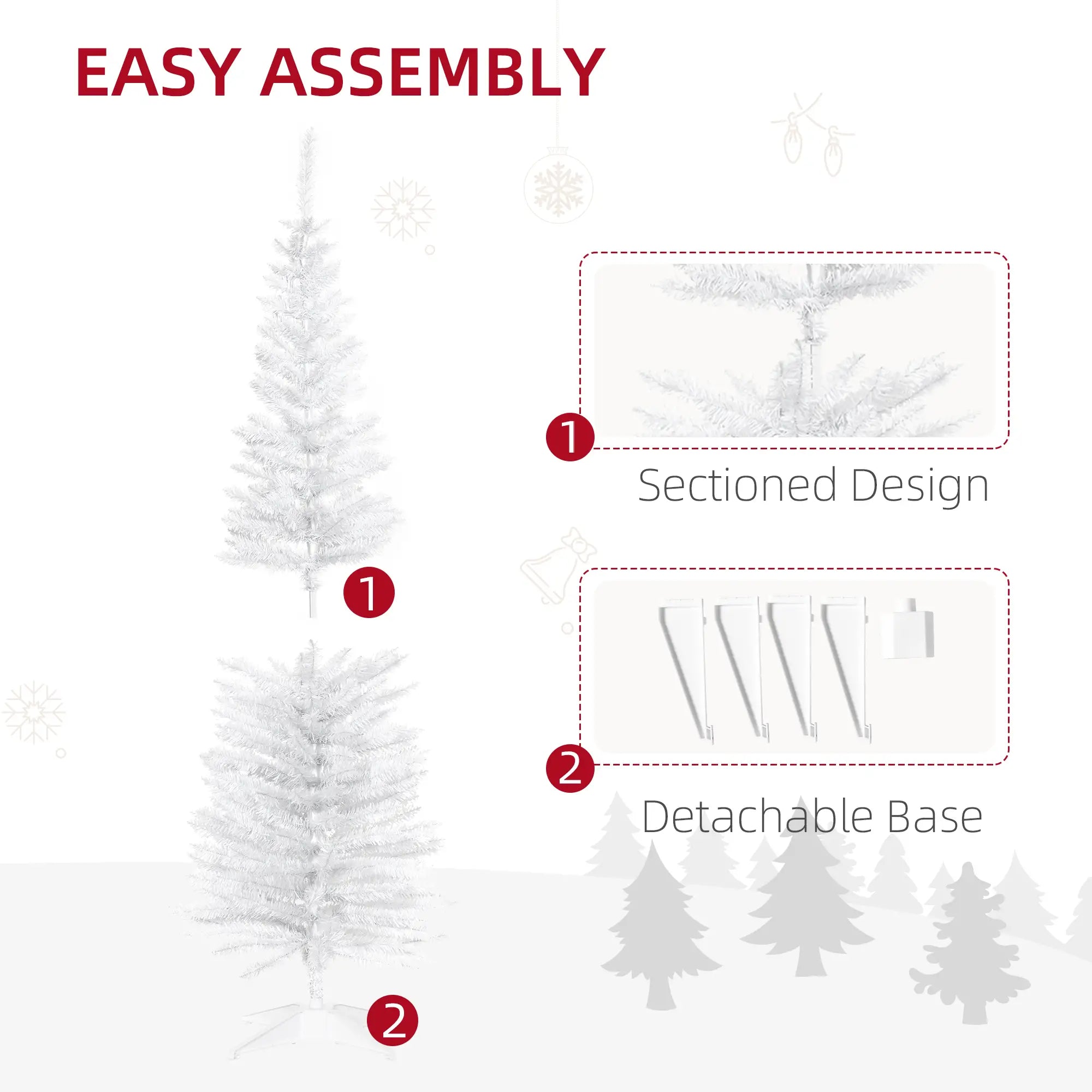 5FT Artificial Pencil Christmas Tree, Realistic Branches, White Pencil Christmas Trees at Gallery Canada