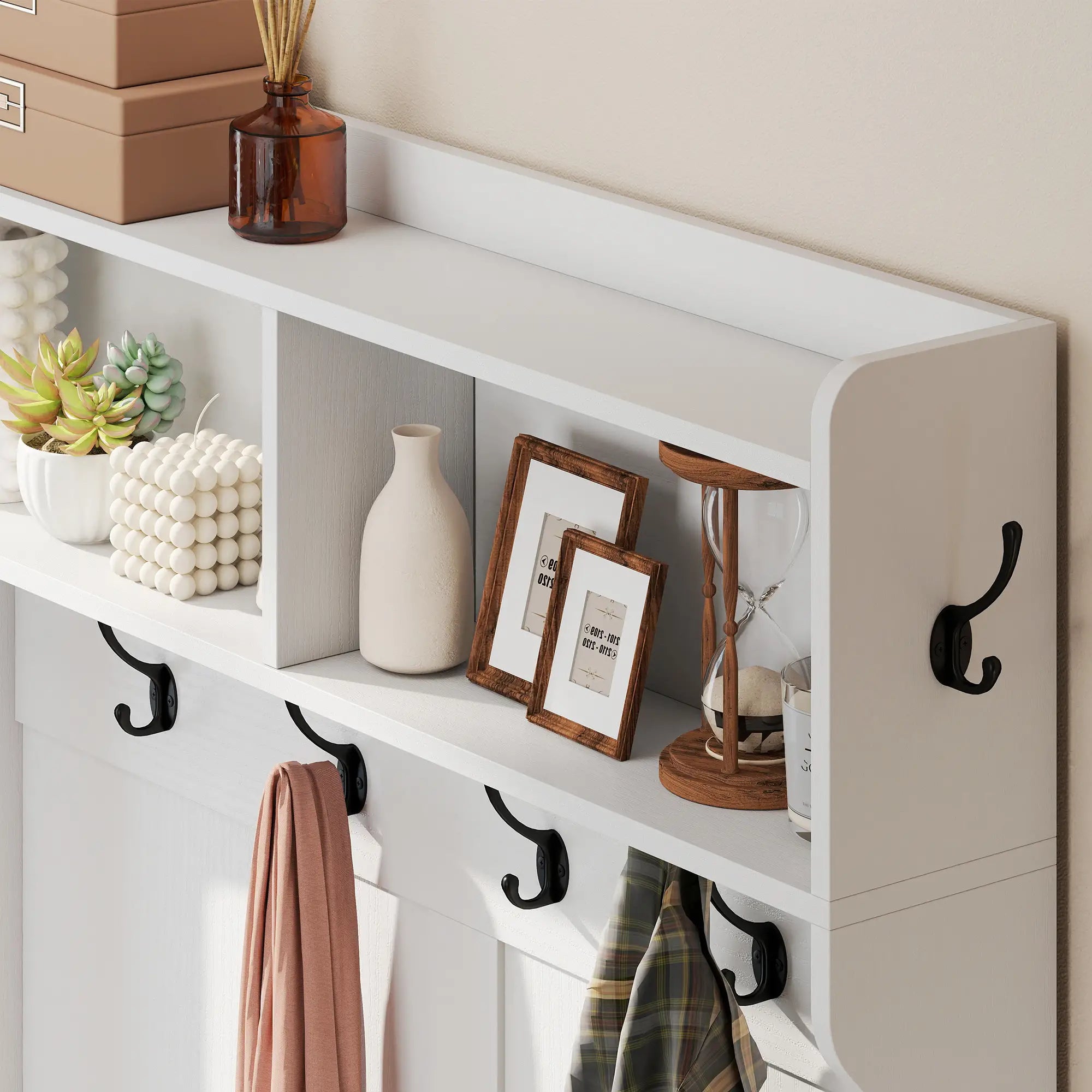 4-In-1 Hall Tree With Shoe Bench, Modern Coat Rack With Open Shelf, White Clothing Storage at Gallery Canada