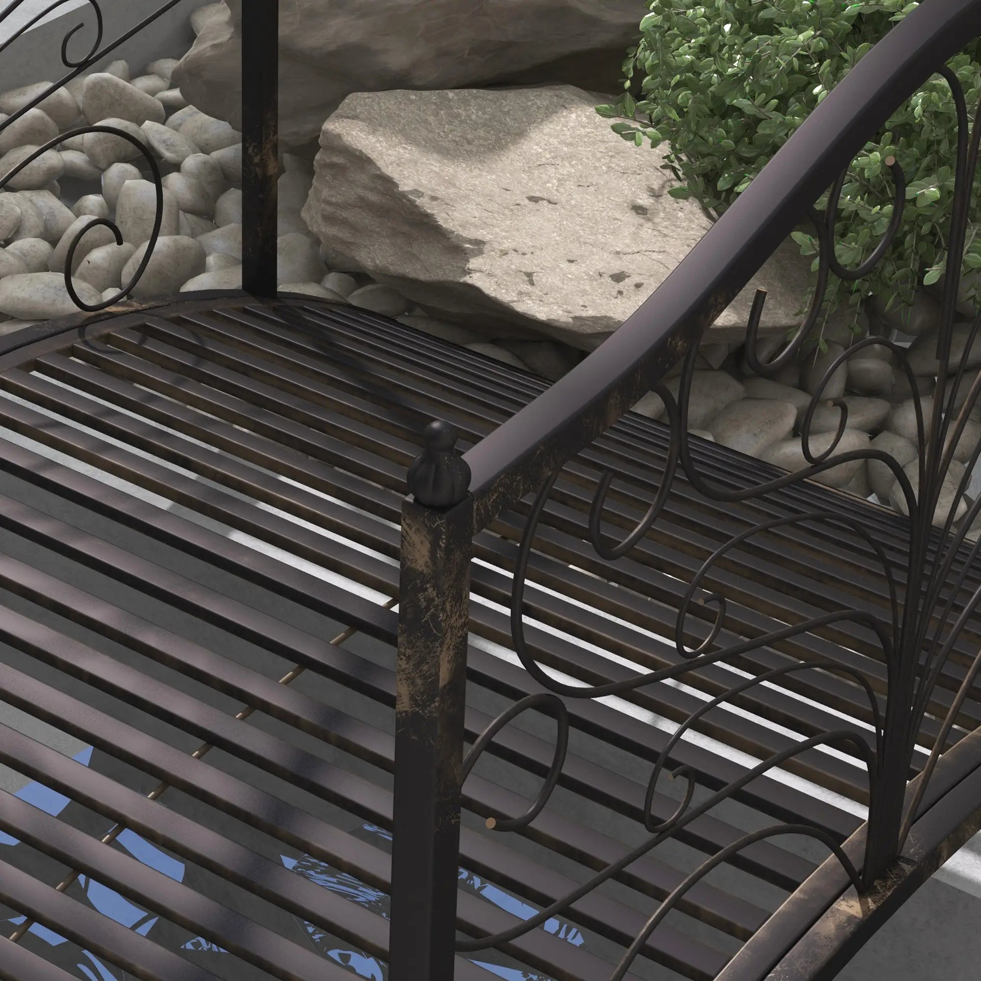 4FT Metal Garden Bridge, Decorative Arc, Guardrails, Black Bronze Garden Bridges at Gallery Canada
