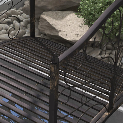 4FT Metal Garden Bridge, Decorative Arc, Guardrails, Black Bronze Garden Bridges at Gallery Canada