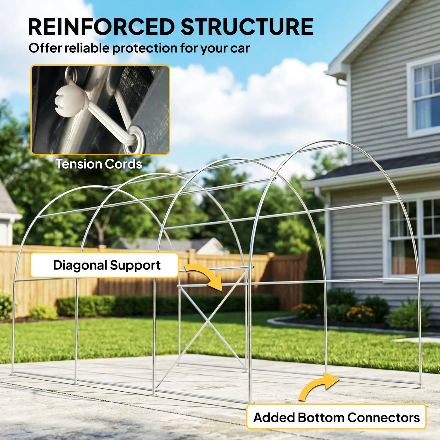 10' x 15' Heavy Duty Carport, Portable Garage Canopy, Dark Grey Car Shelters at Gallery Canada