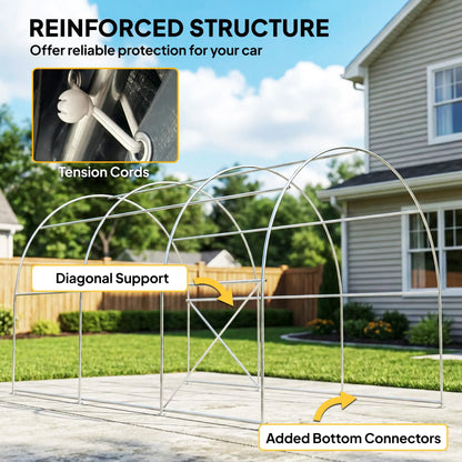 10' x 15' Heavy Duty Carport, Portable Garage Canopy, Dark Grey Car Shelters at Gallery Canada
