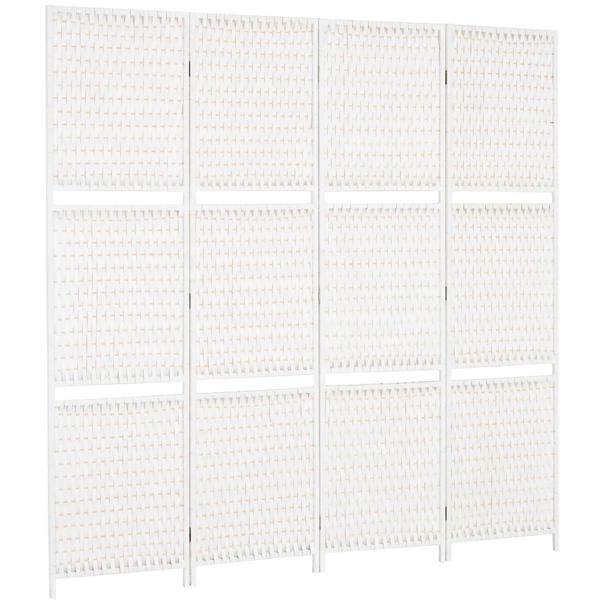 4 Panel Room Divider With Shelves, 6 FT Privacy Screen, White Room Dividers White at Gallery Canada