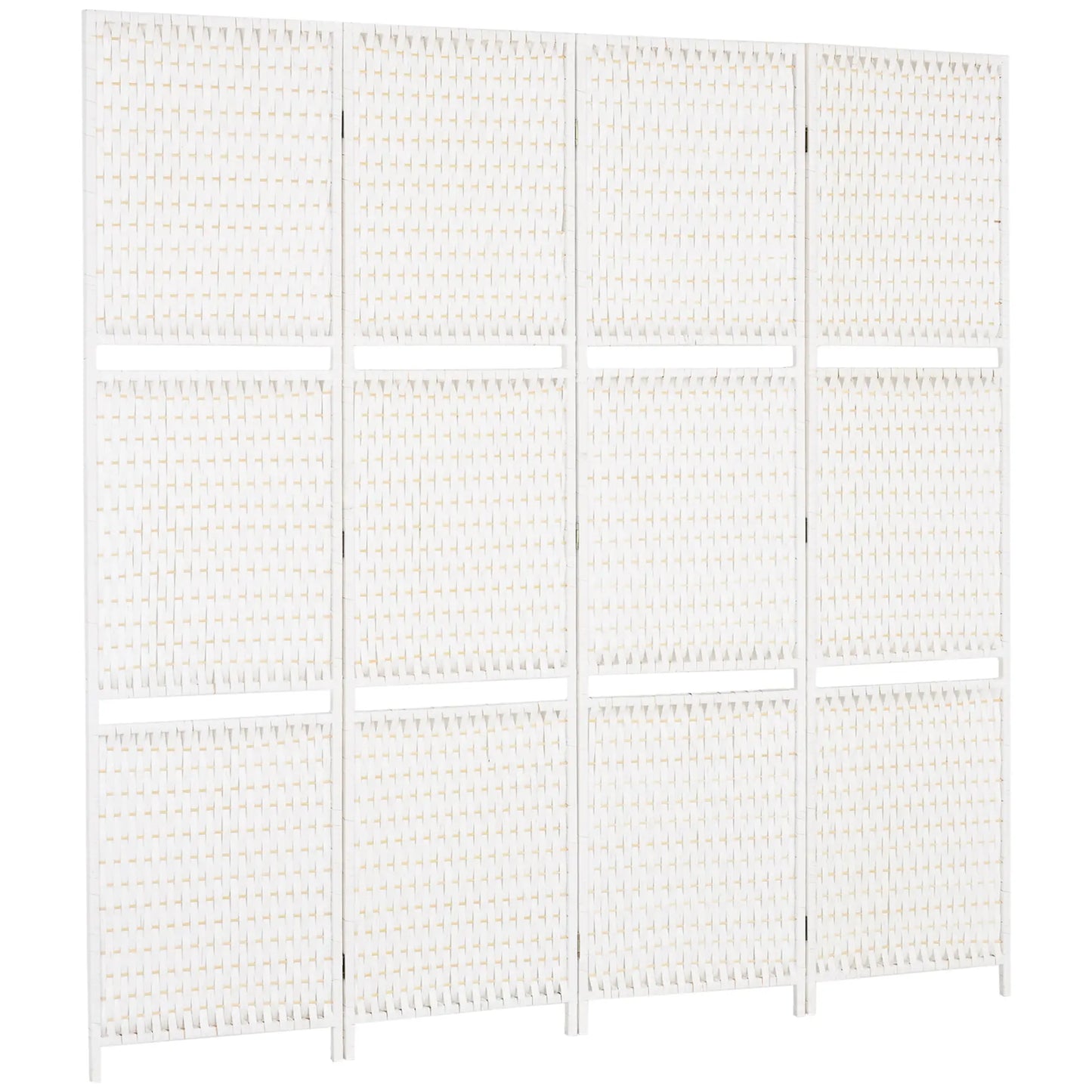 4 Panel Room Divider With Shelves, 6 FT Privacy Screen, White Room Dividers White at Gallery Canada