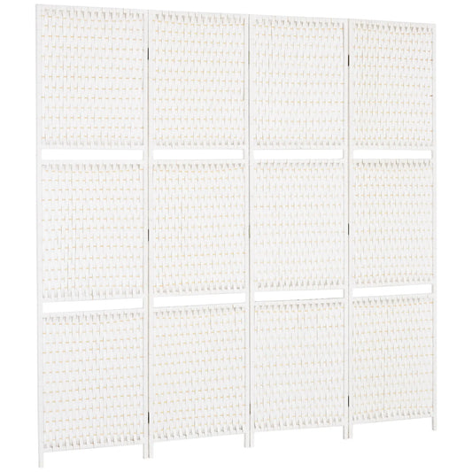 4 Panel Room Divider With Shelves, 6 FT Privacy Screen, White Room Dividers White at Gallery Canada