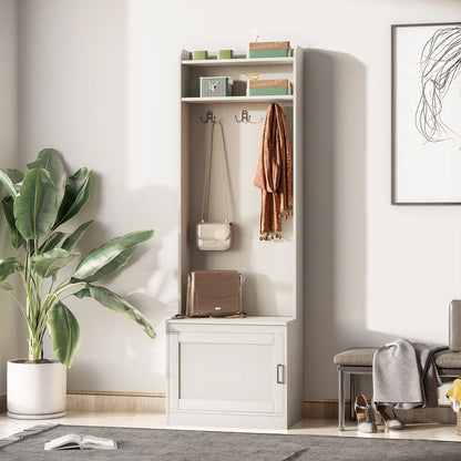Rustic Hall Tree, Shoe Storage Bench, Coat Rack, Shelves, White Clothing Storage at Gallery Canada