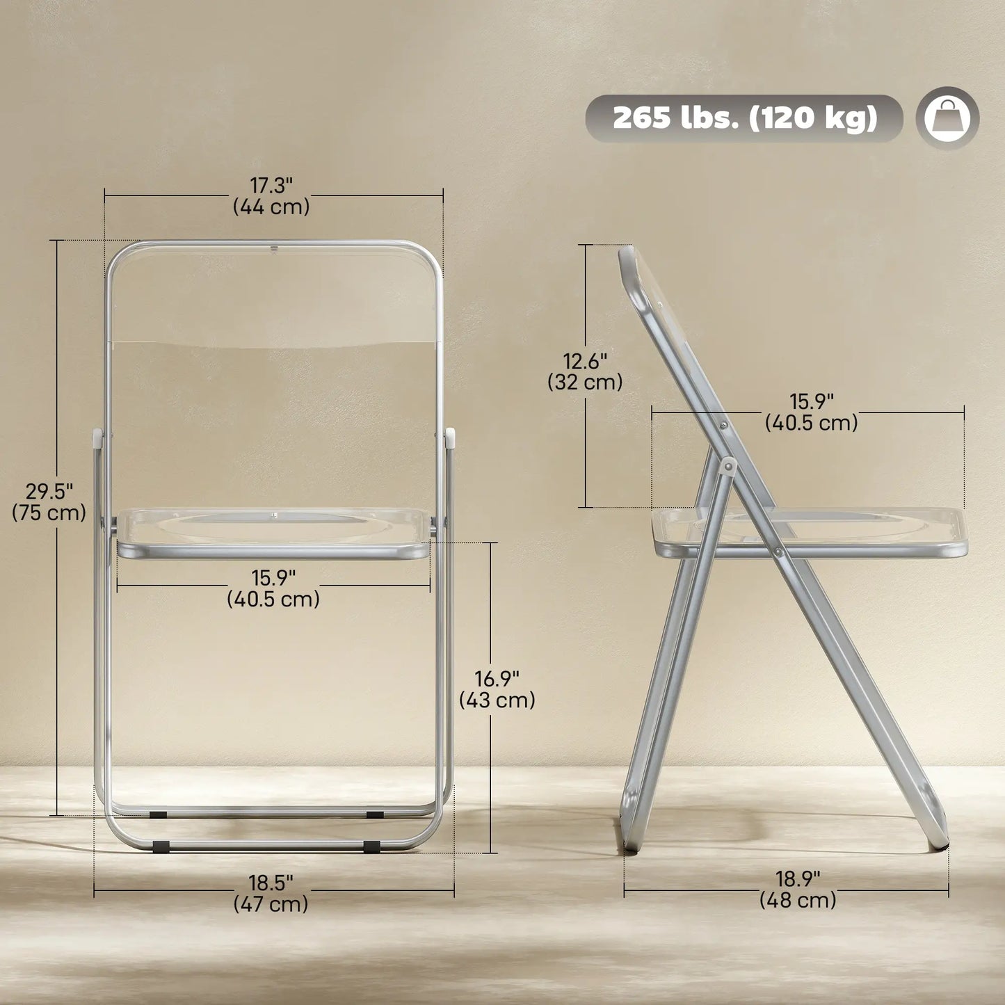 4 Pack Acrylic Foldable Chairs, Transparent, Clear, Clear Dining Chairs at Gallery Canada
