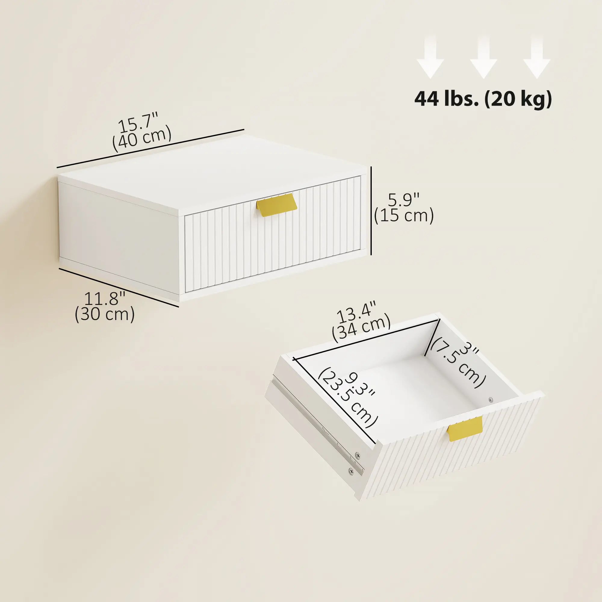 Floating Nightstands Set Of 2, Wall Mounted Bedside Tables, White Bedside Tables at Gallery Canada