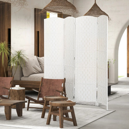 6ft 4-Panel Folding Room Divider, Wooden Frame, White Room Dividers at Gallery Canada