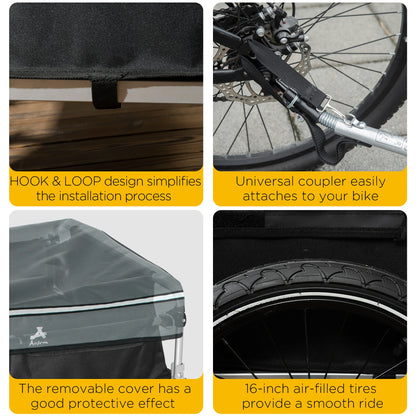 Foldable Bike Cargo Trailer, 16" Wheels, Removable Cover, Black and Grey Bike Cargo Trailers at Gallery Canada