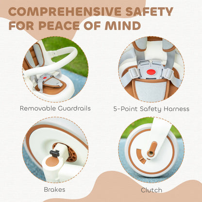7 in 1 Toddler Tricycle, Safety Harness, Adjustable Parent Handle, Cream White Tricycles for Kids at Gallery Canada