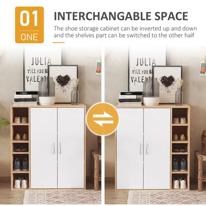 35.5" Shoe Cabinet, 3-Tier Adjustable Shelves, 5 Open Cubes, Natural Shoe Storage Cabinets & Racks at Gallery Canada