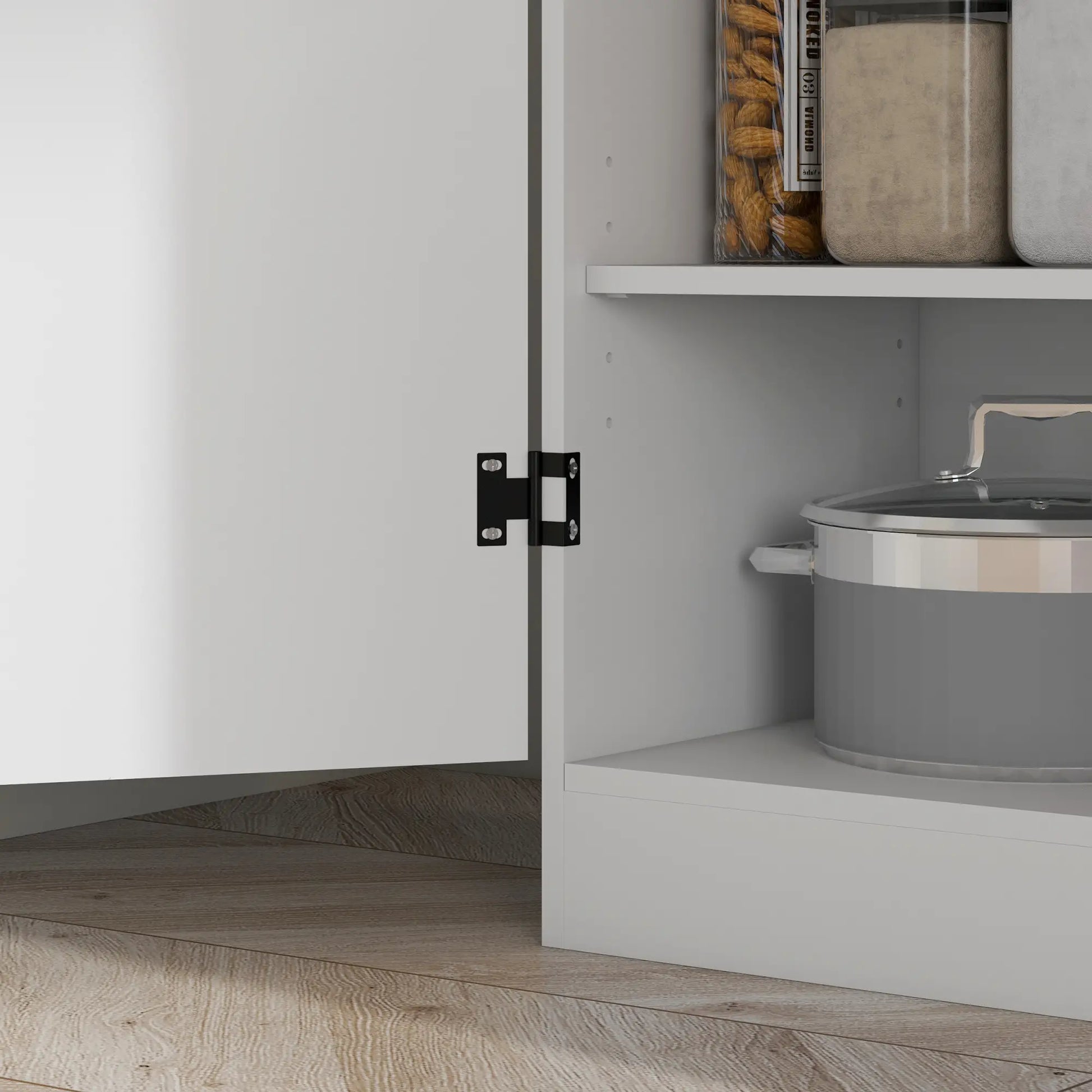 4-Door Storage Cabinet, Freestanding Pantry with Adjustable Shelves, 70", White Kitchen Pantry Cabinets at Gallery Canada