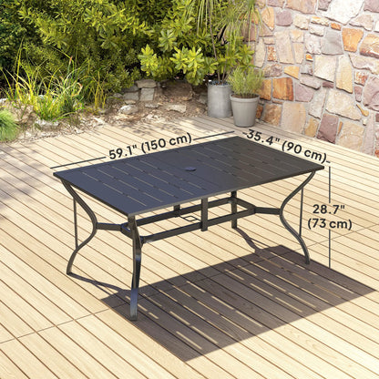 Rectangle Patio Dining Table, Outdoor for 6, Steel Frame, Black Patio Dinning Tables at Gallery Canada