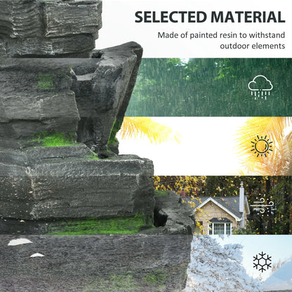 4 Tier Cascading Water Fountain with LED Lights, Pump, Outdoor Water Fountains at Gallery Canada