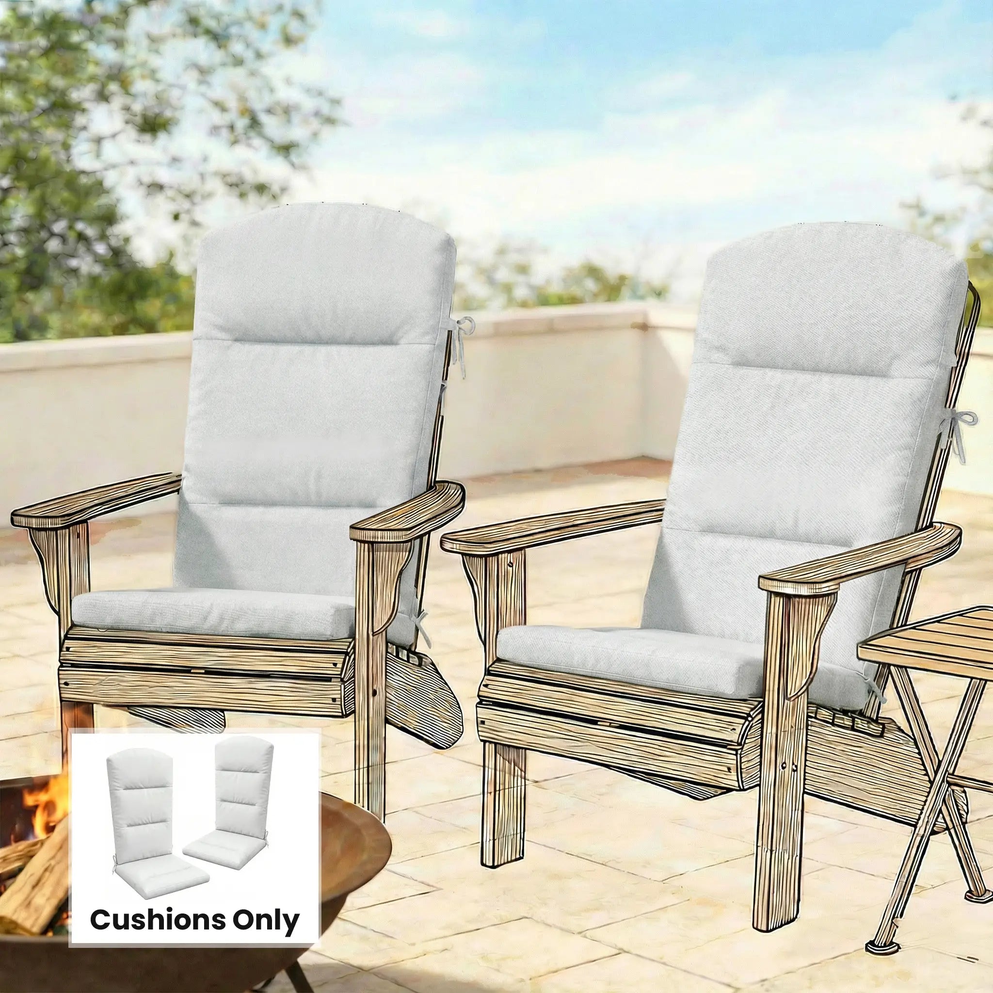 Adirondack Chair Replacement Cushion, With Back And Ties, Light Grey Patio Chair Cushions at Gallery Canada